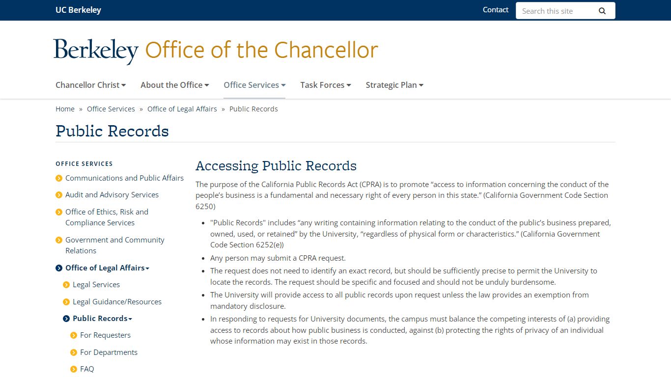 Public Records | Office of the Chancellor