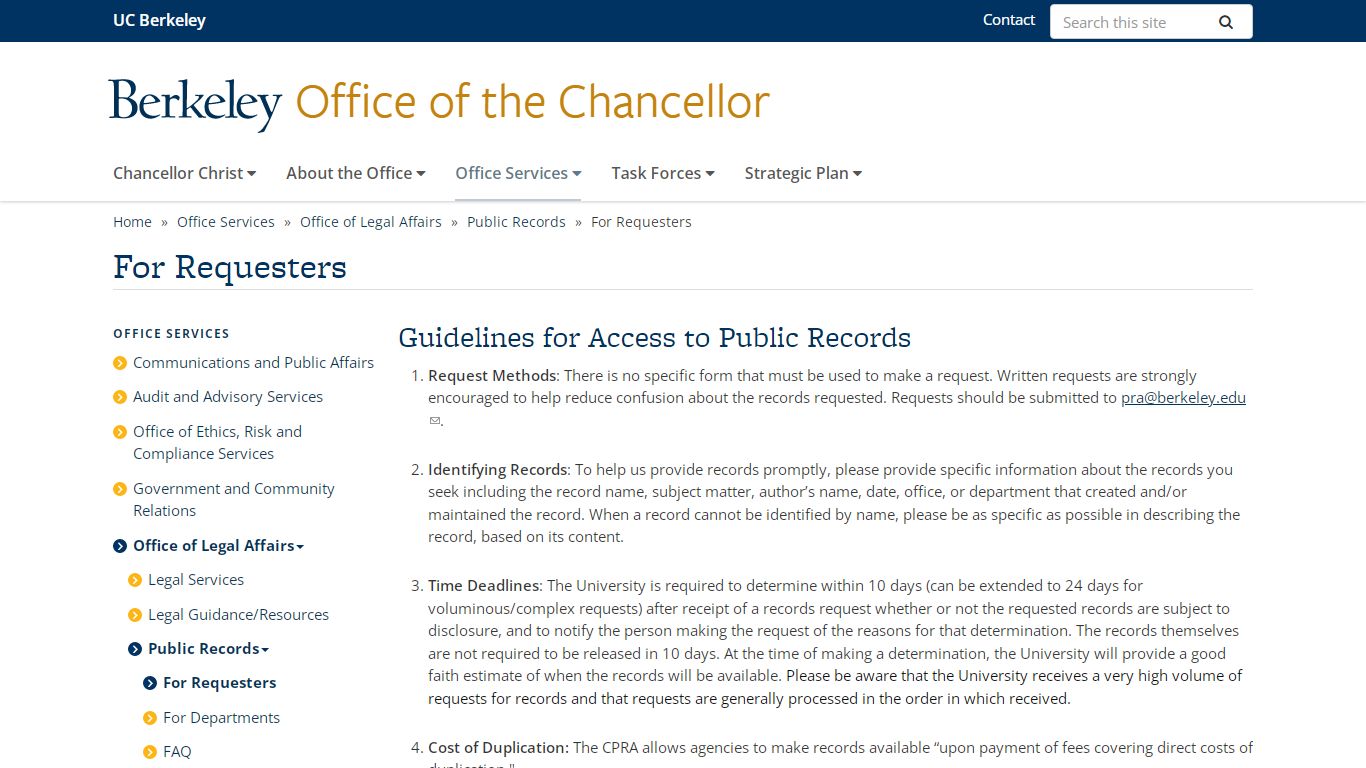 For Requesters | Office of the Chancellor